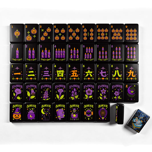 Paws, paws, paws Pumpkin Hex Halloween Mahjong Tiles Single Layer