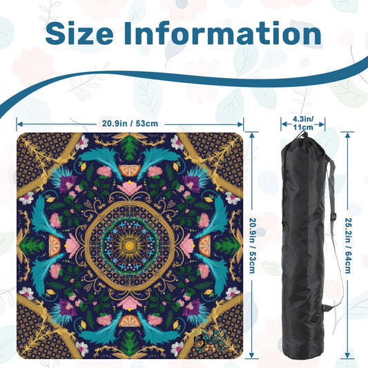 Summer design on Navy- Mini Travel Mahjong Mat 20.9"x20.9" (Ship Rolled up)