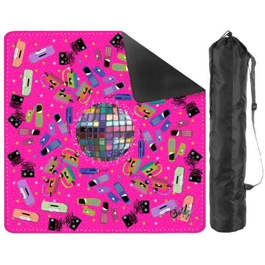 Mini Travel Mahjong Mat -Retro 88 in Hot Pink 20.9"x20.9" (Ship Rolled up)