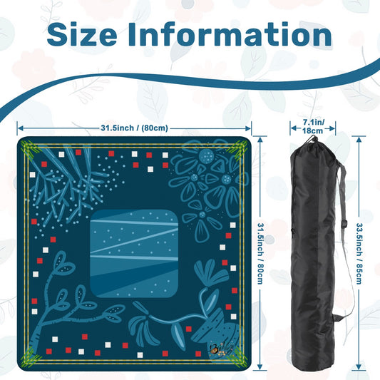 Season in Blue Mahjong Mat 31.5"x31.5" (Ship Rolled up)