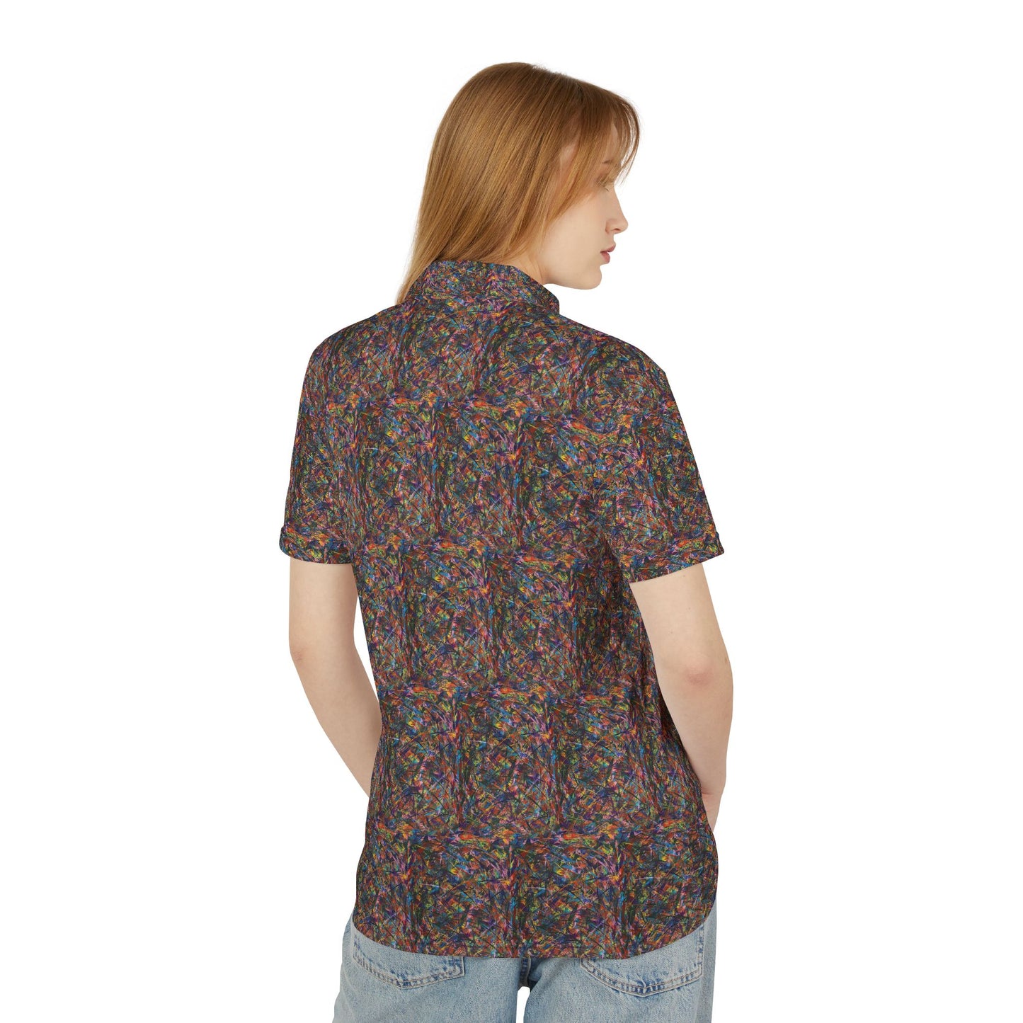 The Delamater Series- Abstract Multicolor Polo Shirt - All-Over Print Casual Polo