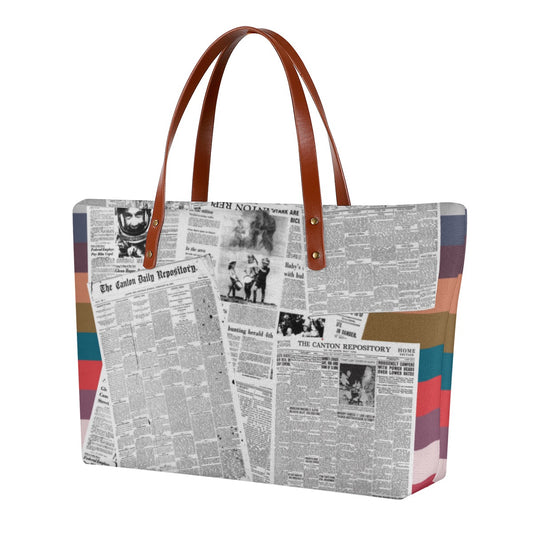 City Stripe & Newsprint Women's Tote Bag | Diving Cloth