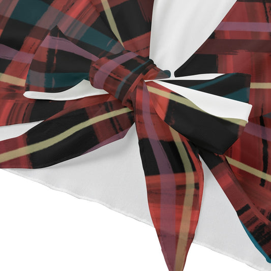 City plaid sheer Women's Blouse shrug