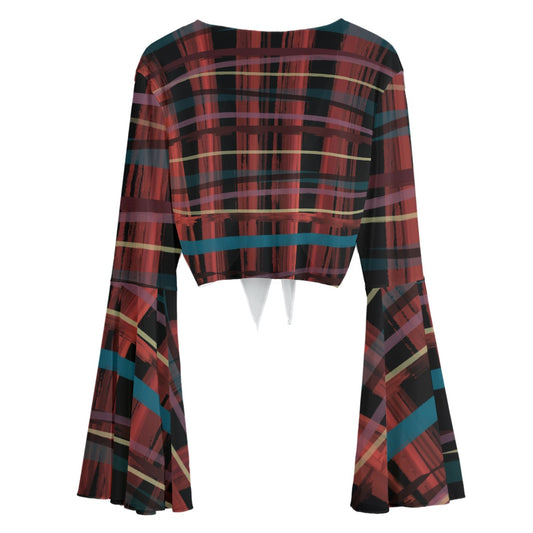 City plaid sheer Women's Blouse shrug