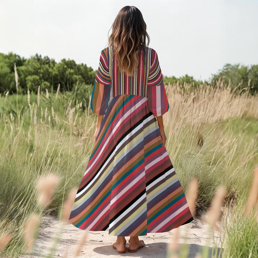 City stripe Women's Long Sleeve Dress