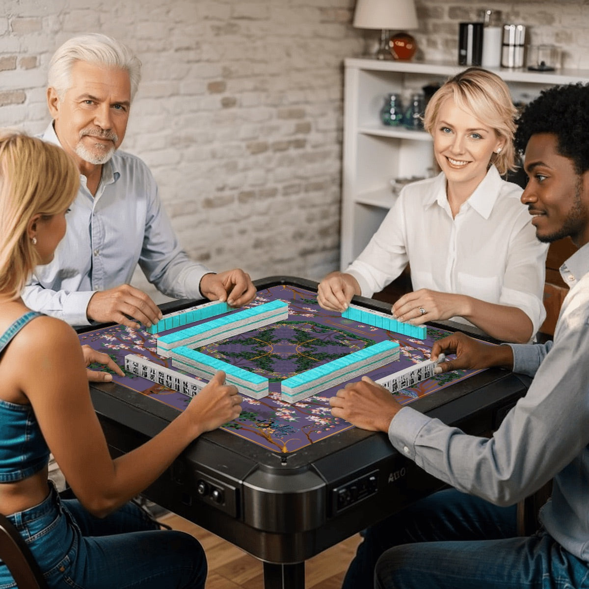 Chinoiserie in Majestic Purple-Mahjong Mat 31.5"x31.5" (Ship Rolled up)