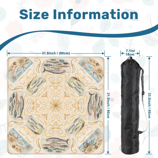 Vintage aquatic-Mahjong Mat 31.5"x31.5" (Ship Rolled up)