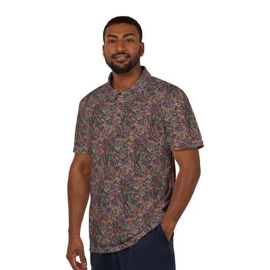 The Delamater Series- Abstract Multicolor Polo Shirt - All-Over Print Casual Polo