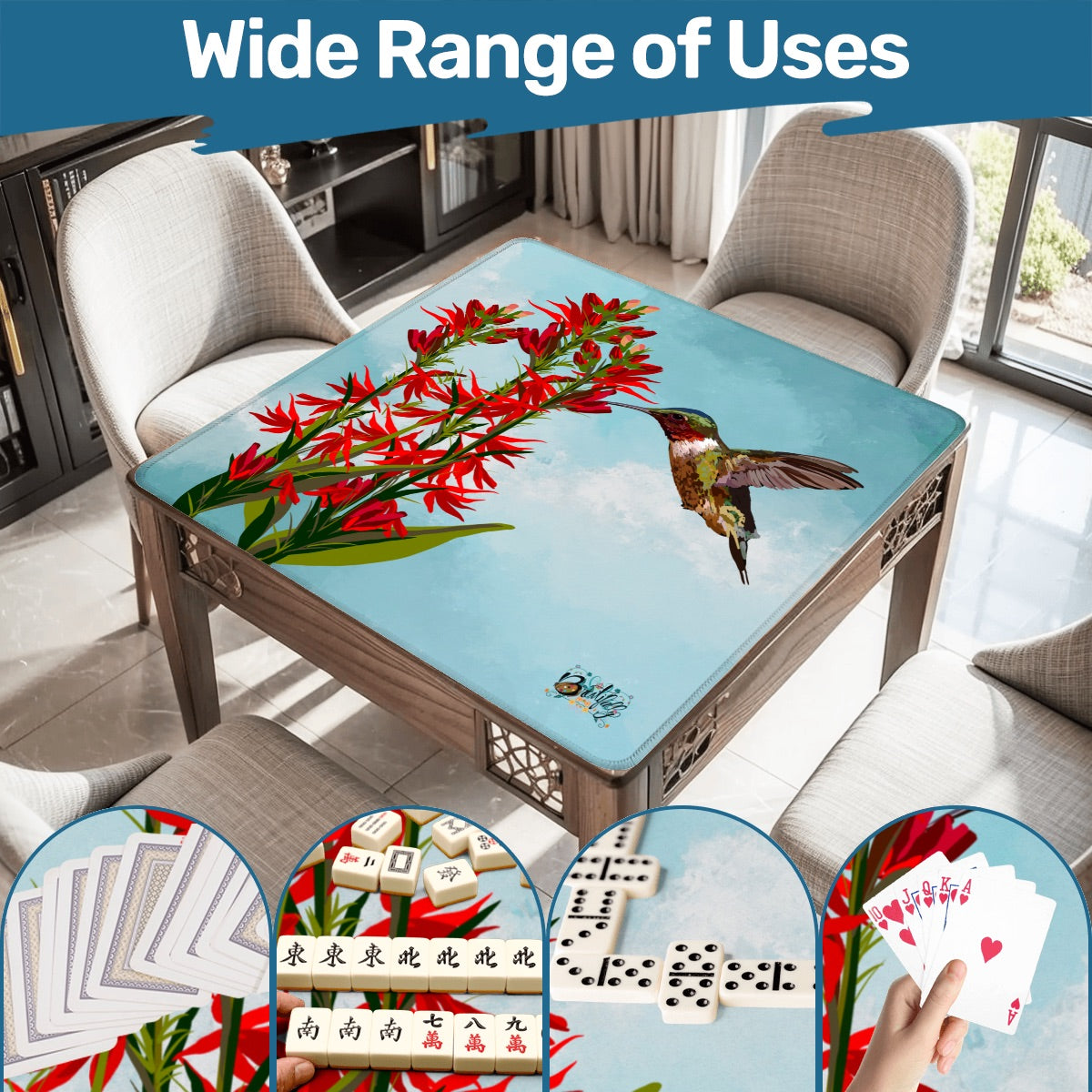 Mahjong Mat 33"x33" (Ship Rolled up) Hummingbird