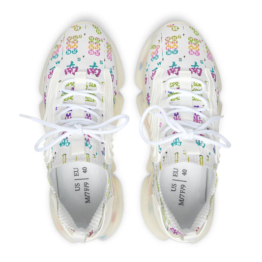 Women's Floral Mesh Mahjong Sneakers — Lightweight Breathable Running Shoes with Colorful Flower Pattern