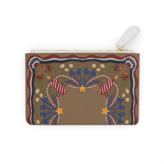 Retro patriotic mahjong card vegan leather carrying clutch bag