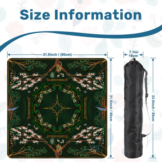 Chinoiserie in Deep Forest GreenMahjong Mat 31.5"x31.5" (Ship Rolled up)