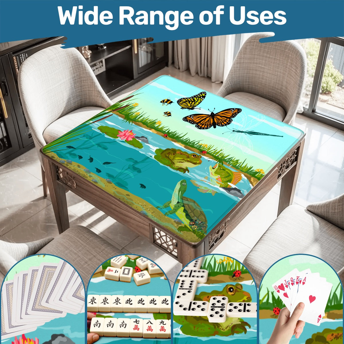Mahjong Mat 33"x33" (Ship Rolled up) Gone Fishin’
