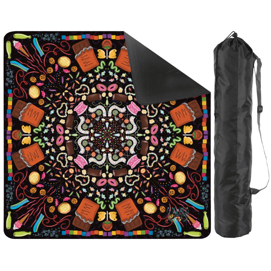 Candy is Dandy on Black-Mahjong Mat 31.5"x31.5" (Ship Rolled up)