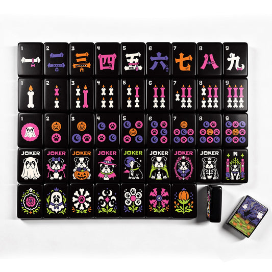 Pumpkin patch - Wicked Bulldog Halloween Mahjong Tiles Single Layer