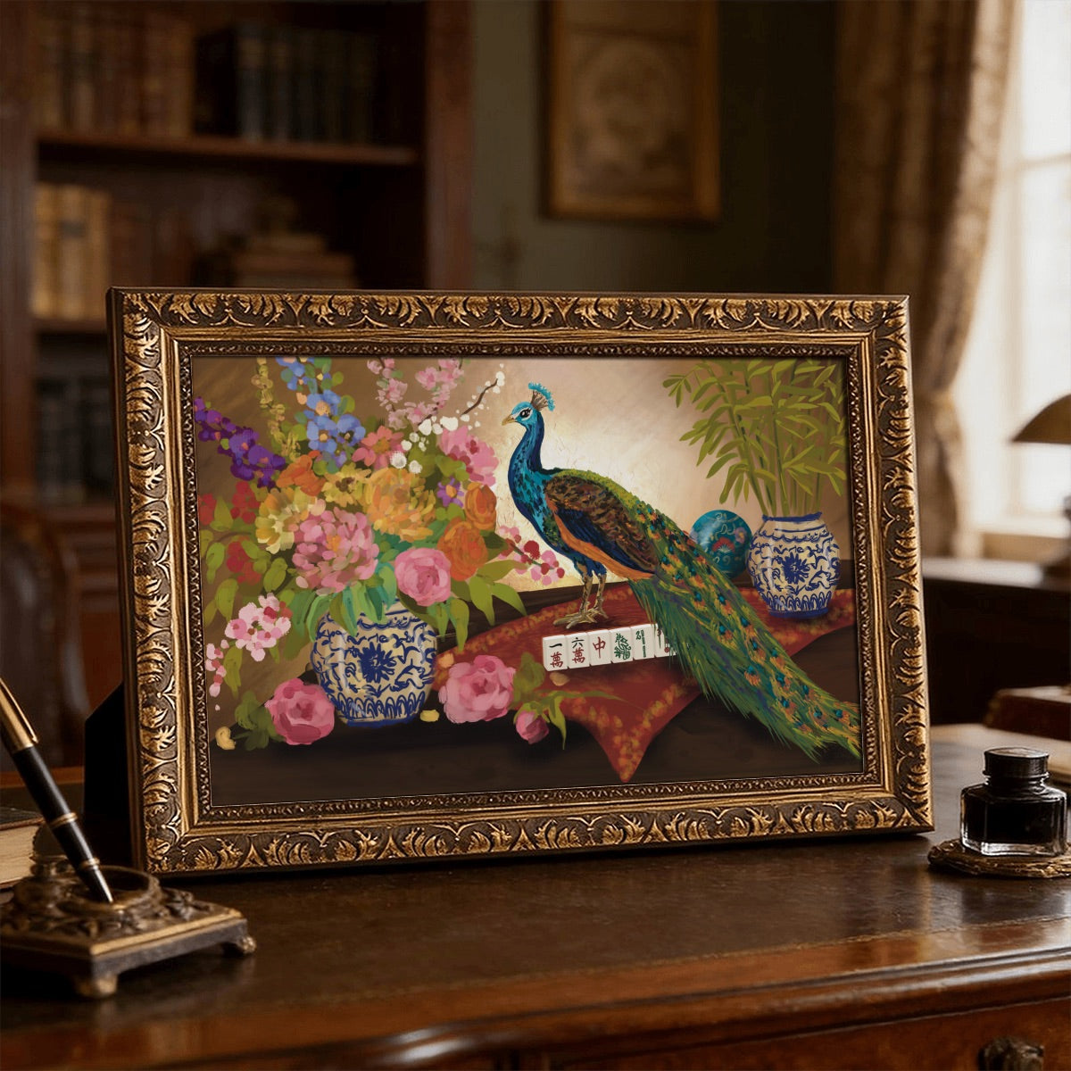 Vintage Gold Framed Canvas Prints Wall Art (3:2) (Made in USA) Bam Bird for the win by Brewtifully