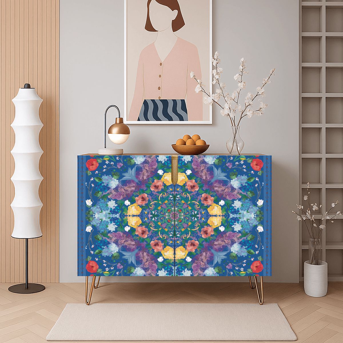 Wooden Storage Cabinet (Made in USA) Summer Blues