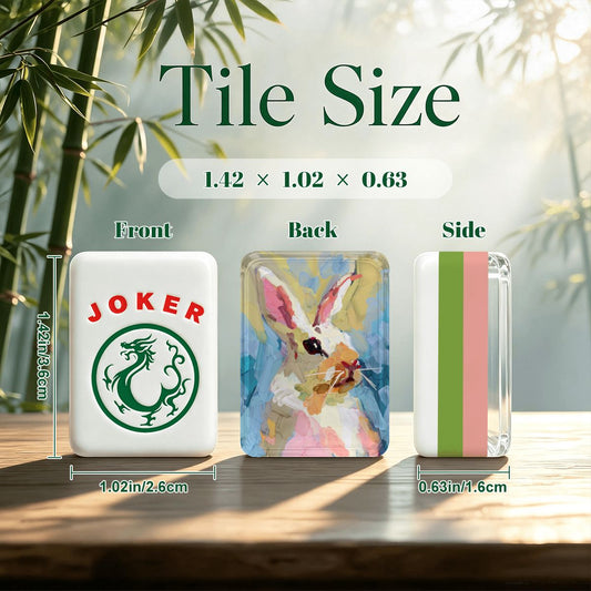 4 layer American Mahjong Tiles Set Painted Bunny