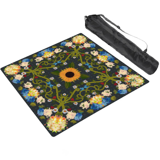 Mahjong Mat Sleek Surface Blue Sunflower