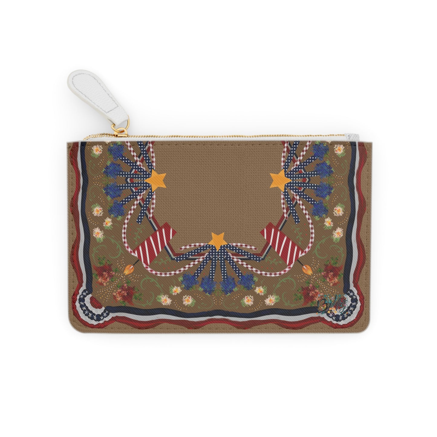 Retro patriotic mahjong card vegan leather carrying clutch bag
