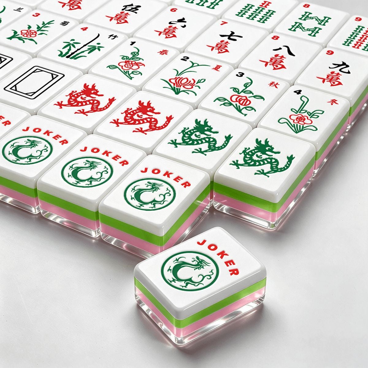 4 Layer American Mahjong Tiles Set Bold floral