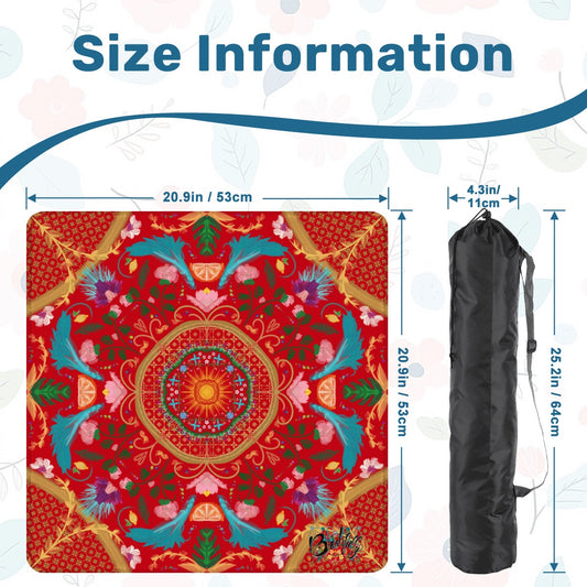 Summer design on red- Mini travel Mahjong Mat 20.9"x20.9" (Ship Rolled up)
