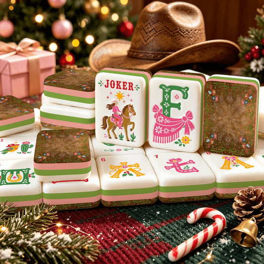 Western Christmas Mahjong Tiles Brown Boots