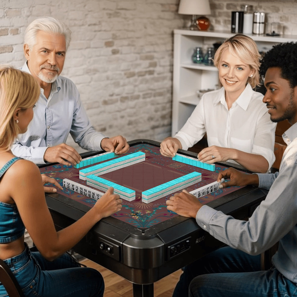 Roaring 20’s Mahjong Mat in Mauve 31.5"x31.5" (Ship Rolled up)