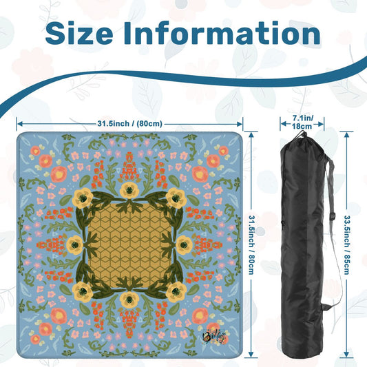 Mahjong Mat Grandma’s china on light blue 31.5"x31.5" (Ship Rolled up)