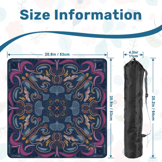 Stitched Heron-Navy Mini Travel Mahjong Mat 20.9"x20.9" (Ship Rolled up)