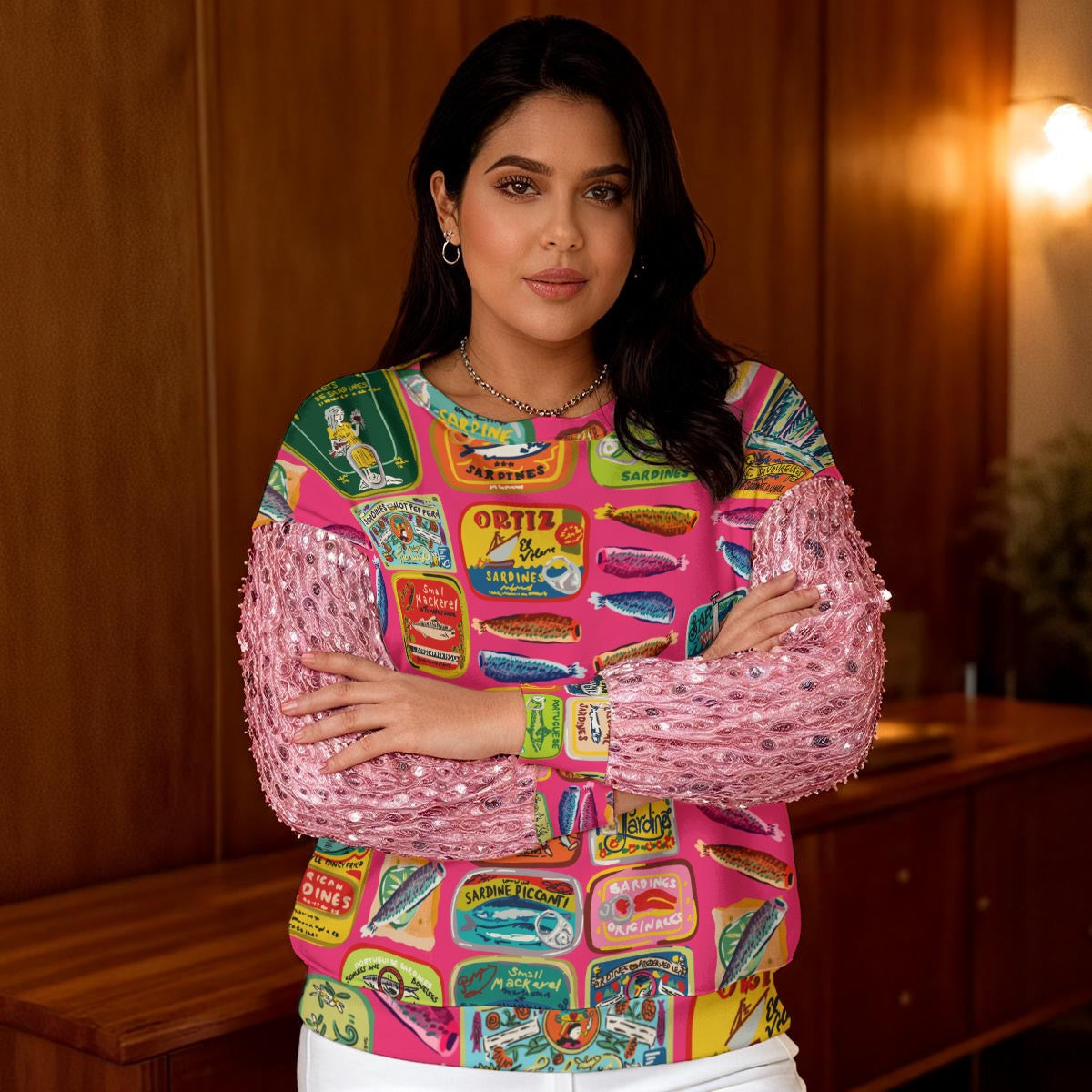 Sequin sleeve sweatshirt- multiple patterns