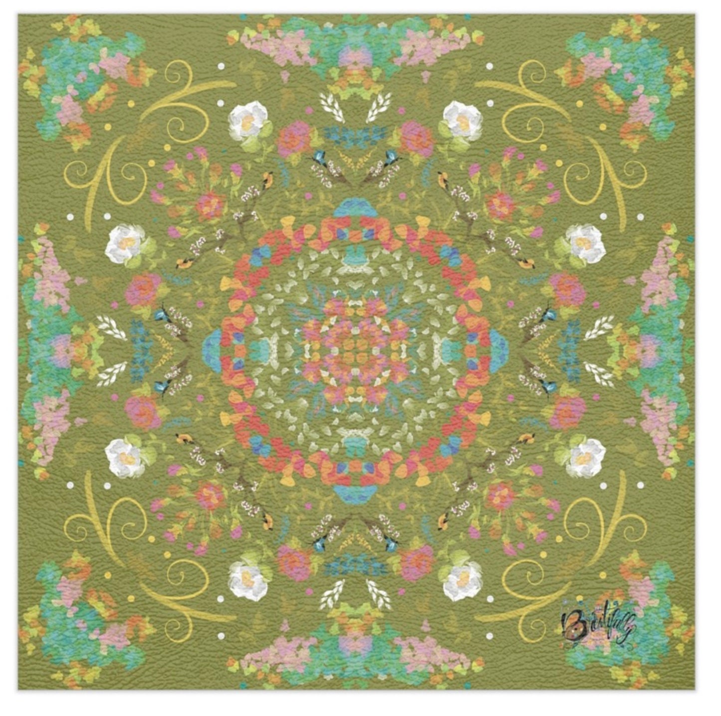 33.5” textured leatherette mahjong mat with bag-Spring Green