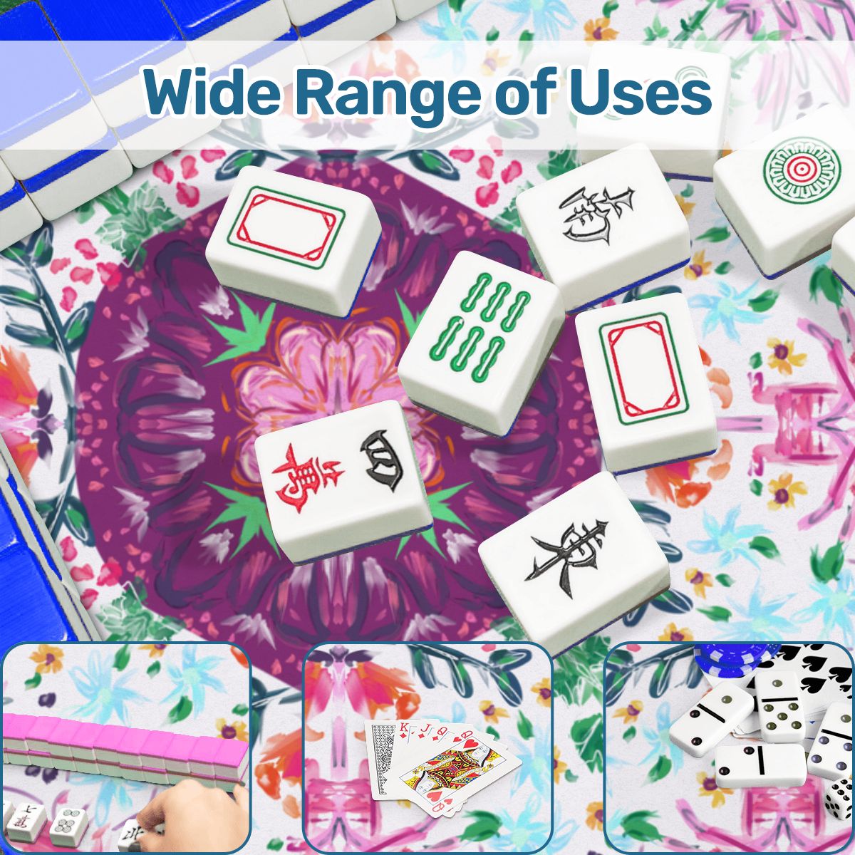 Year of the Horse- White Mini Travel Mahjong Mat 20.9"x20.9" (Ship Rolled up)