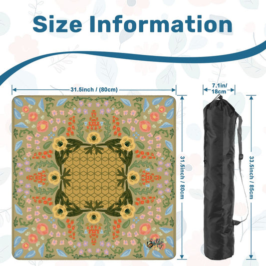 Mahjong Mat Grandma’s china on Khaki 31.5"x31.5" (Ship Rolled up)