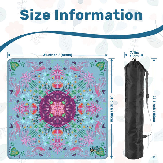 Mahjong Mat Year of the Horse on blue 31.5"x31.5" (Ship Rolled up)