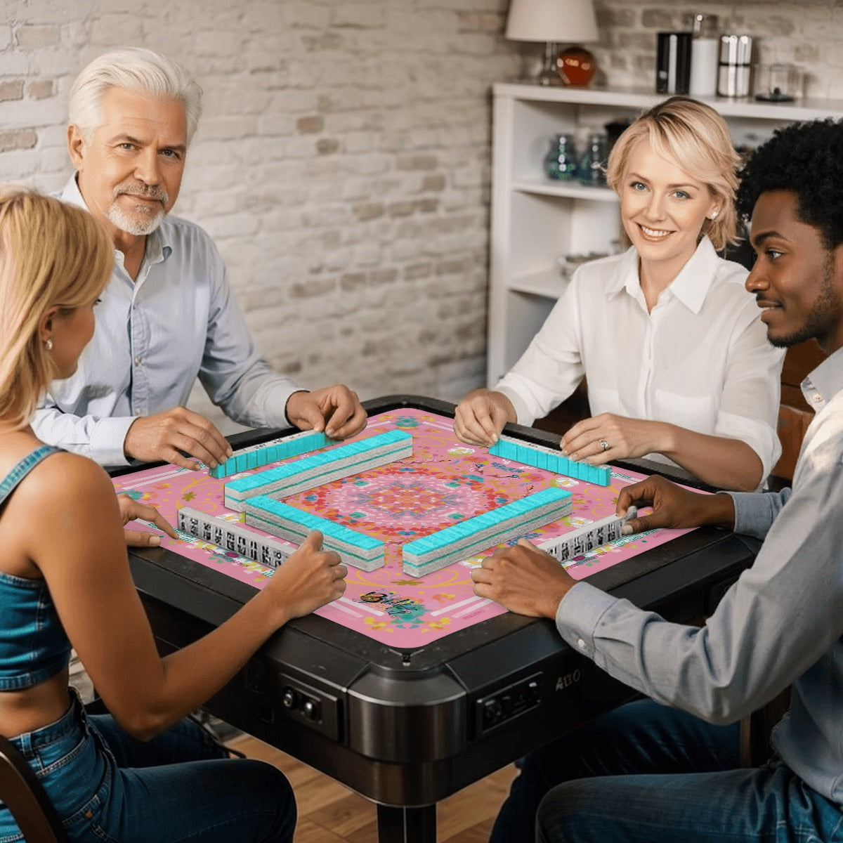 Mahjong Mat (Made in USA) Spring on Pink w instructions
