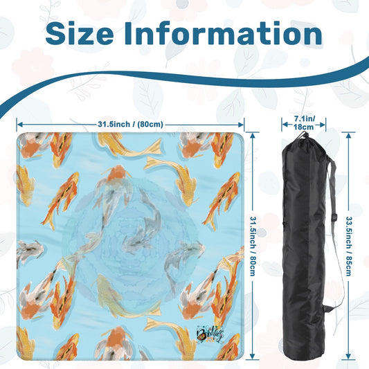 Koi fish pond Mahjong Mat 31.5"x31.5" (Ship Rolled up)
