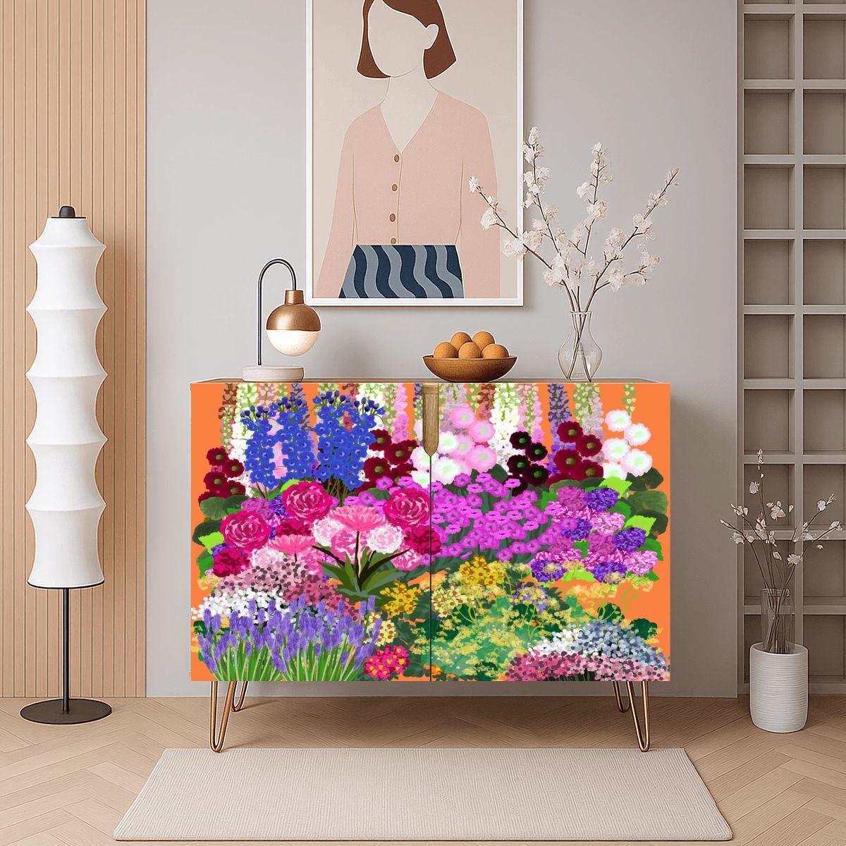 Wooden Storage Cabinet (Made in USA) English Garden - Orange