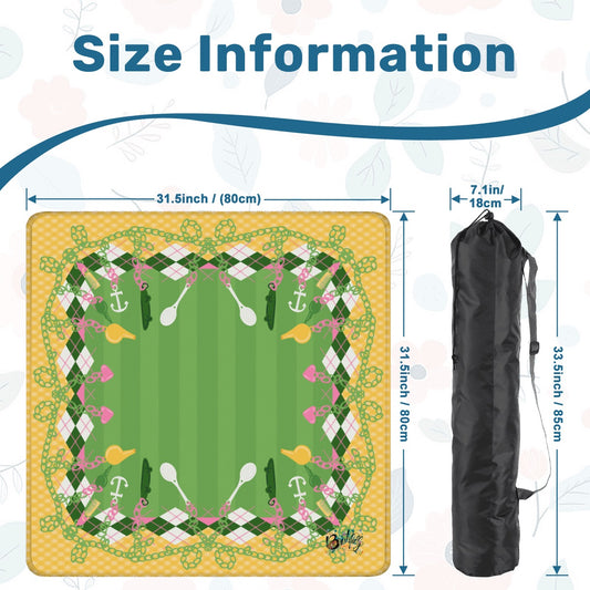 Charmed 80’s Memories- preppy pink and green Mahjong Mat 31.5"x31.5" (Ship Rolled up)