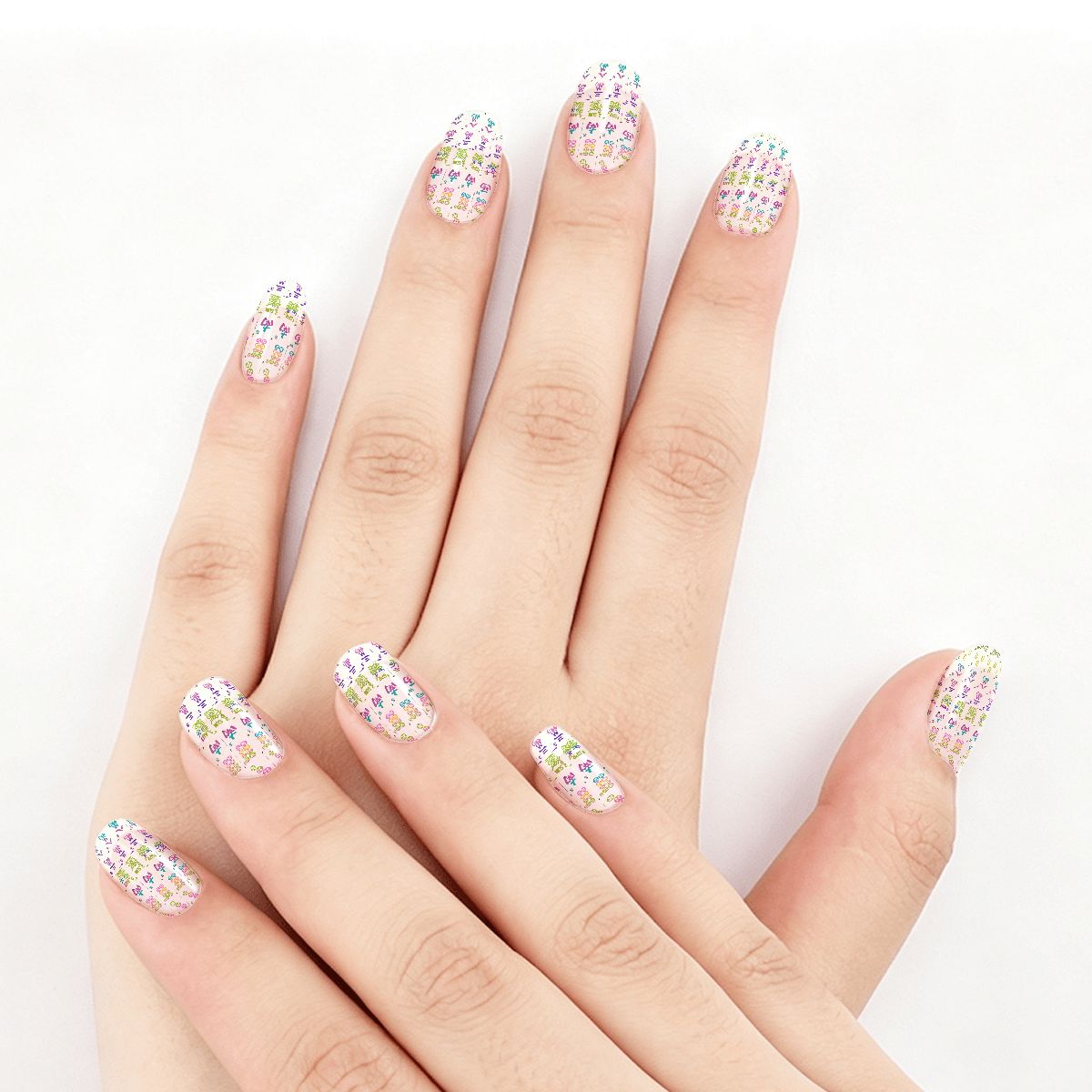 Traditional Transparent Mahjong Nail Stickers 100 Pcs