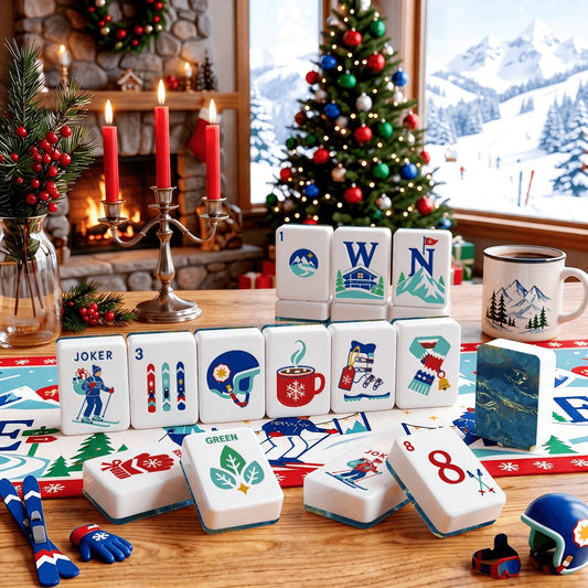 Alpine Slopes Christmas Mahjong Tiles Geode series in blue