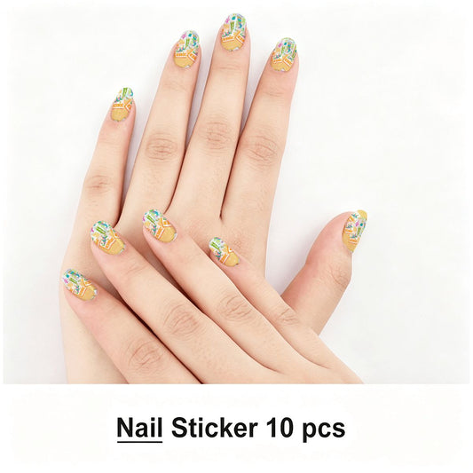 Yellow tiles Nail Stickers 100 Pcs