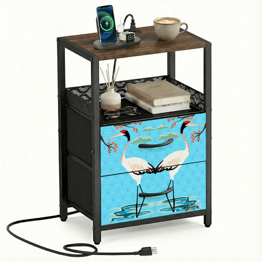 2 Drawer Side Table - Cranes