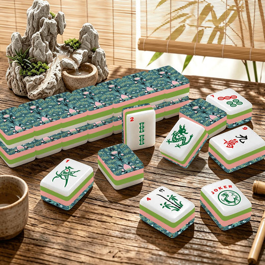 4 Layer American Mahjong Tiles Set Folk art floral