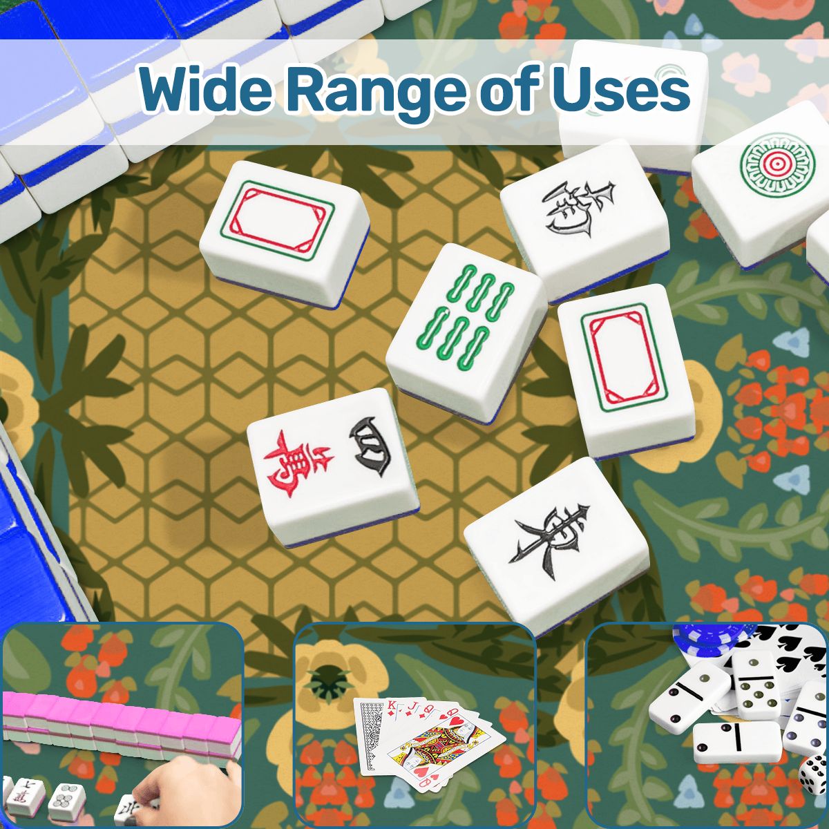 Grandma’s China Cabinet-Sage Mini travel Mahjong Mat 20.9"x20.9" (Ship Rolled up)