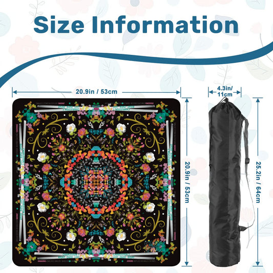 Spring on black - Mini Travel Mahjong Mat 20.9"x20.9" (Ship Rolled up)