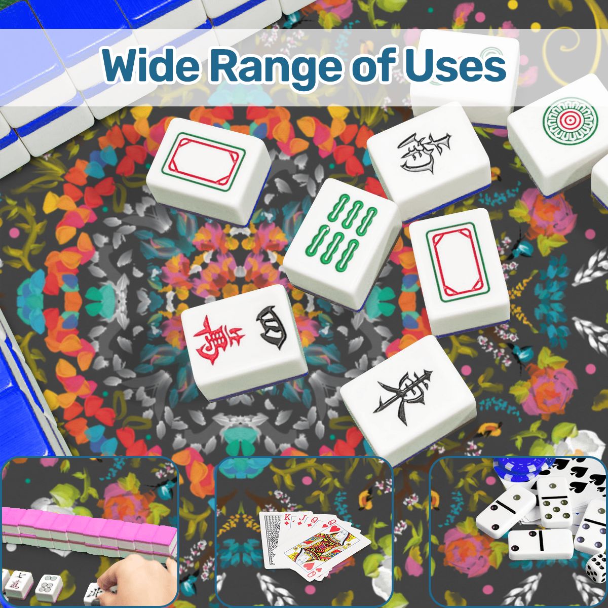 Summer on Slate- Mini Travel Mahjong Mat 20.9"x20.9" (Ship Rolled up)