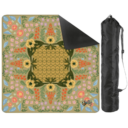 Mahjong Mat Grandma’s china on Khaki 31.5"x31.5" (Ship Rolled up)