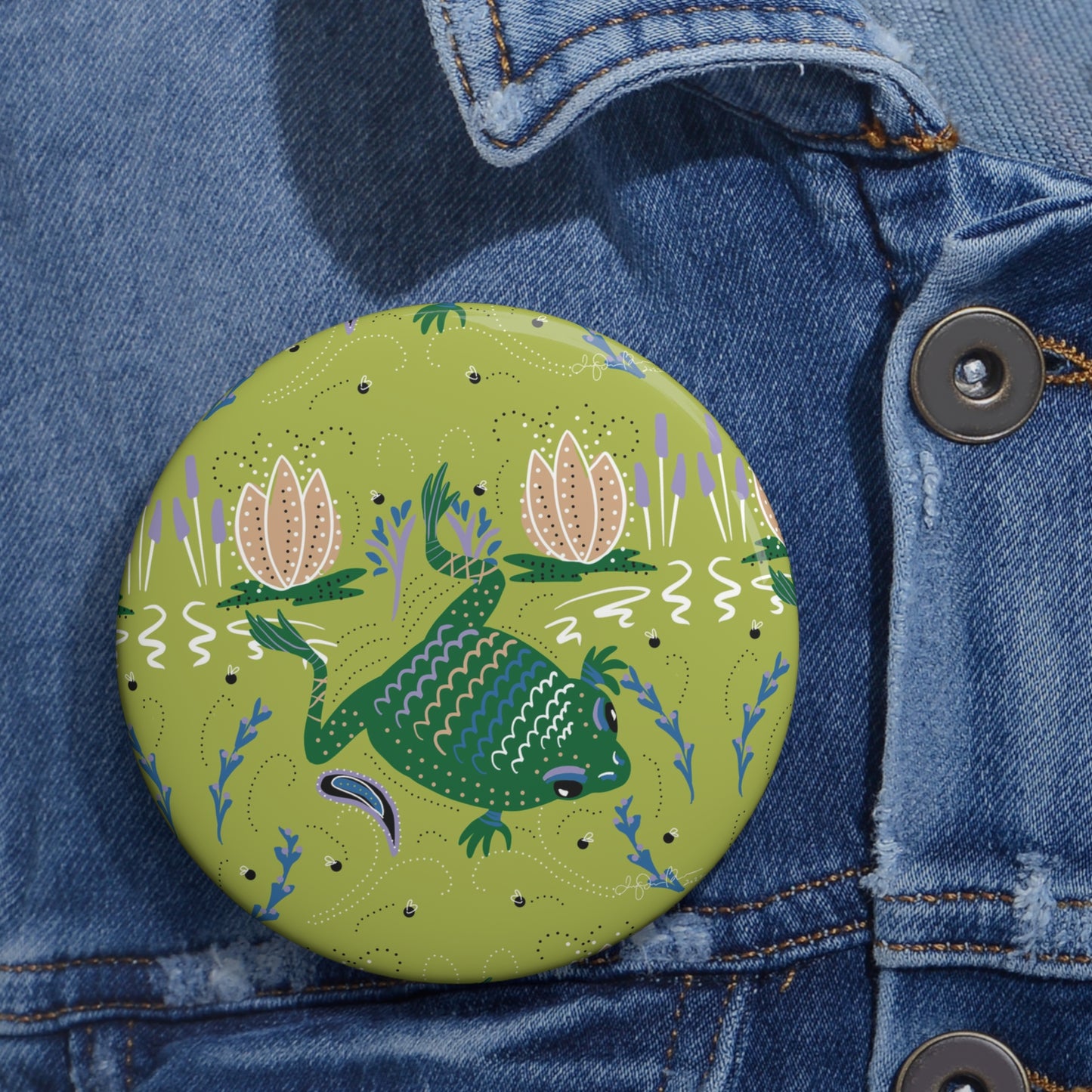 Frogging Custom Pin Buttons