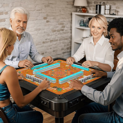 Mahjong Mat (Made in USA) Spring on Orange w instructions
